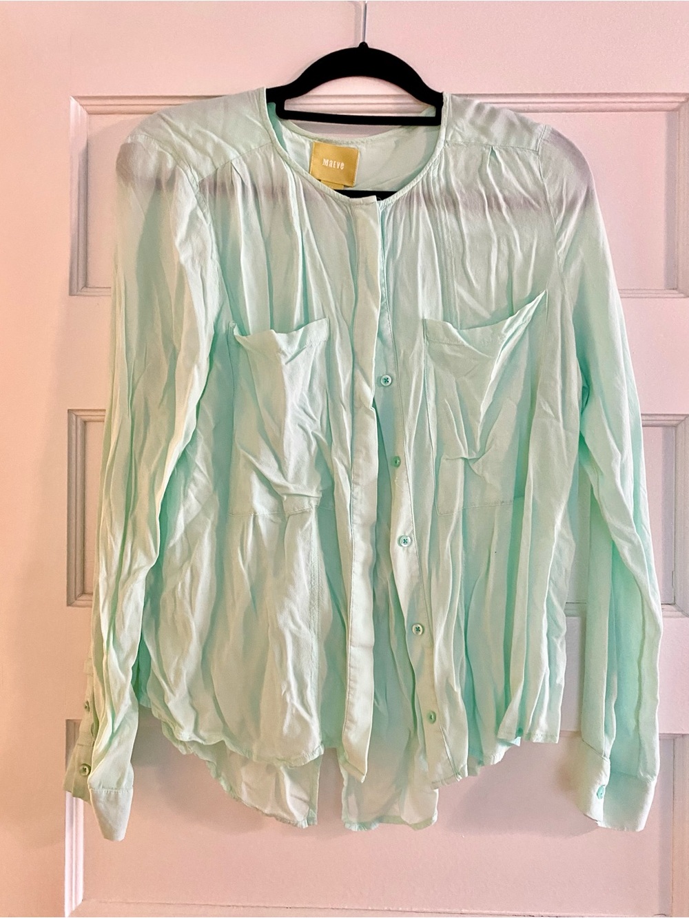 Anthropologie Maeve Mint Button-Up Top
